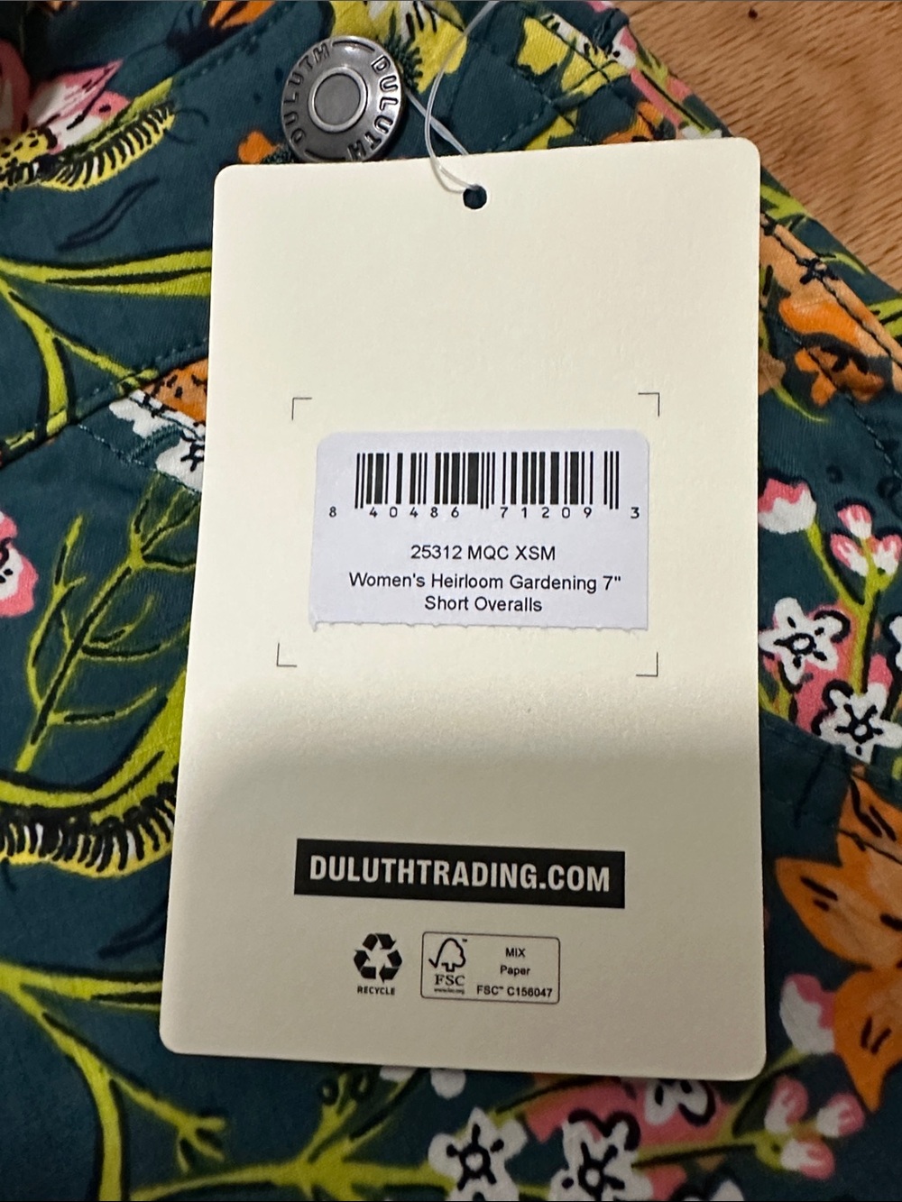 Duluth Trading Co Teal Floral & Orange Butterfly Short Overalls - Picture 3 of 3